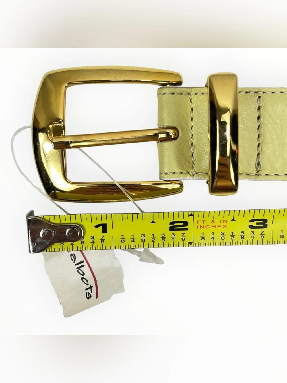 Talbots NWT Genuine Leather Belt Small Chartreuse Gold Buckle Made in Italy